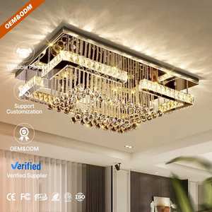 크리스탈 볼 직사각형 천장 램프 거실 빌라 대형 직사각형 멋진 럭셔리 Led 샹들리에 빛 - Product Image 5