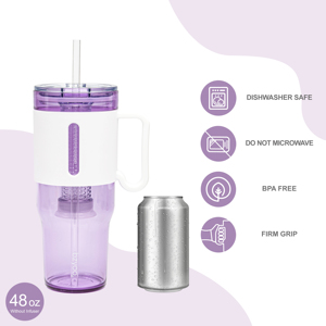 Vaso de plástico sin BPA duradero y sostenible de 46oz al por mayor con pajita y tapa calidad logotipo personalizado Vasos - Product Image 2