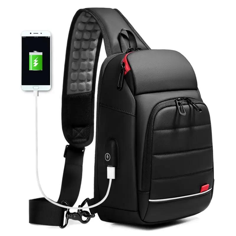 Drops hipping NEU Herren Brusttasche für 9,7 "iPad USB Aufladen Short Trip Messenger Bags Wasser abweisende Umhängetasche