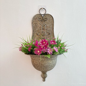 Maceta de Pared Redonda de Hierro Vintage Gris, Decoración de Jardín para Exteriores - Product Image 4
