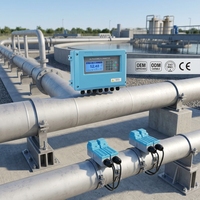 Débitmètre ultrasonique à sonde fendue sur mesure pour gros conduits, IP66, pour la surveillance du débit des canalisations de transfert d'eau municipale