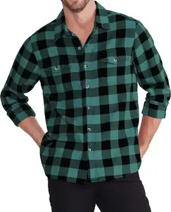 Herren Casual Plaid T-Shirt gewaschen Flanell poliert Doppels chicht Langarm T-Shirt Warm Overs ized Luxus T-Shirt