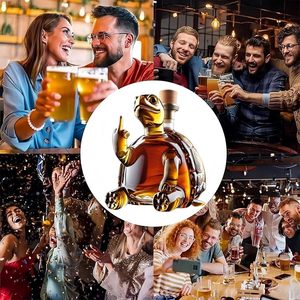 Decanter per Whisky in Vetro a Forma di Tartaruga Creativa 350ml, Bottiglia Originale con Bicchieri e Tappo in Sughero per Casa, Bar, Regalo, Ingrosso - Product Image 1