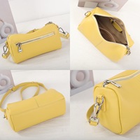 Sac à bandoulière cylindrique en cuir véritable de haute qualité pour femme, mini sac à main rouge en cuir avec fermeture éclair