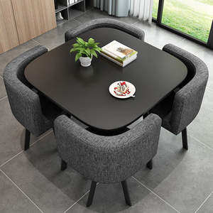 Set Tavolo da Pranzo Quadrato Moderno di Lusso con Quattro Sedie e <span class=keywords><strong>Tavolino</strong></span> Salvaspazio dal Design Rilassato - Product Image 1
