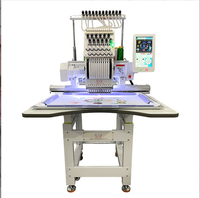 Computerized Automatic Embroidery Machine for Hats and T-Shirts, Single Head 12 Needle Embroidery Machine
