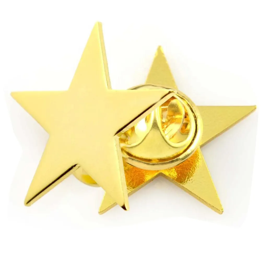 Di promozione del metallo oro a cinque stelle di figura su misura sport logo pin del risvolto