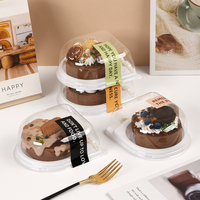Boîte d'emballage en plastique PET transparente ovale pour gâteau roulé individuel avec fourchette
