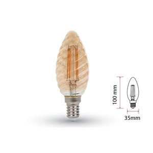 E14 C35 4W = 35W bianco caldo 2200K ambra LED lampadina a filamento con coperchio a torsione SKU-7115-illuminazione/ - Product Image 1