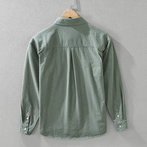 Camisa Casual de Manga Larga para Hombre, Holgada, Transpirable, 100% Algodón, Tinte Liso, Primavera, Bolsillo en el Pecho, Logotipo Personalizado Disponible Gratis - Product Image 2