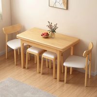 Table à manger pliante carrée moderne en bois massif pour petit appartement et salon, 4 places