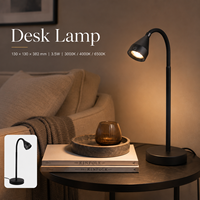 Lámpara de Escritorio con Brazo Flexible, 3.5W, 3 Temperaturas de Color, Interruptor, para Oficina, Lectura, Escritorio Pequeño