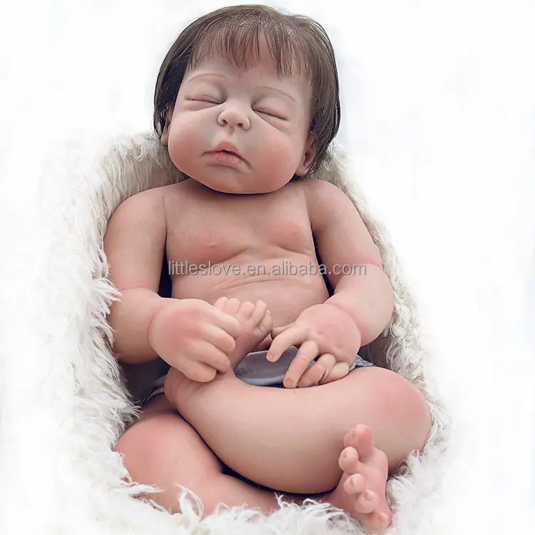 Full Solid Silicone Reborn Doll 22inch 5.2kg Bebe Newborn Silica Gel Silicon Dolls Reborn full body silicone baby doll cheap