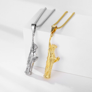Bijoux moulés à la mode or 18 carats argent Hiphop Statue de la liberté en acier inoxydable pharaon égyptien crâne main pendentif collier à breloques - Product Image 2