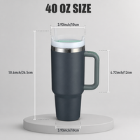 Gobelet isotherme en acier inoxydable de 40 oz avec logo personnalisé, poignée et paille, anti-fuite, double paroi, isolation thermique, pour le bureau et les voyages