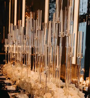Candélabre en verre cristal LANJO moderne à 3/5/7/8/9/10 bras avec base miroir, hauteur 65-120 cm, centre de table transparent pour mariage