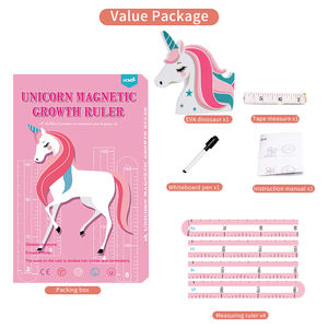 गेंडा बच्चों आकार को मापने शासक बच्चों के कमरे की दीवार विकास चार्ट कार्टून चुंबकीय ऊंचाई शासक - Product Image 2