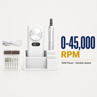 Kit de perceuse à ongles électrique multifonction avec polissage, sculpture et ponçage, 45000 tr/min, 50W, vitesse variable, rechargeable, portable