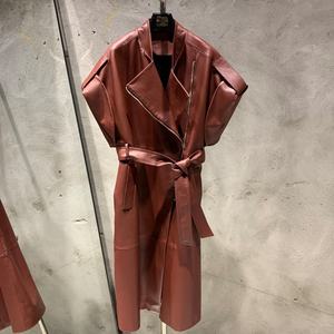 Vestes en cuir sans manches 2025 Veste en cuir de mouton véritable Veste en cuir bordeaux Femme - Product Image 1