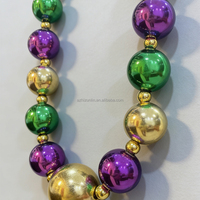 Collier de perles de Mardi Gras en gros de 40 pouces, perles géantes métalliques pour lancer, clochettes pour arbre de Noël, pour défilés 2027