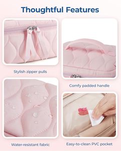 Stylish Custom Striped Makeup <b>Bag</b> Pink Puffy Quilted Cosmetic <b>Bag</b> for Party - Product Image 2