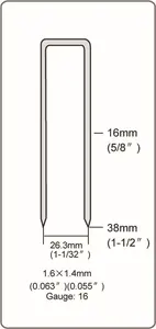 16 calibre 26.3 milímetros Wide Coroa Nailer Ar Profissional Grampeador/power tool 2638 Para A Madeira
