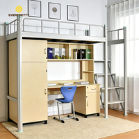 Lit superposé en métal pour dortoir scolaire moderne avec bureau et armoire, garantie 5 ans, forte capacité de charge