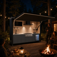 Ensemble de meubles de cuisine extérieure intégrés, anti-rouille, modulaire, avec plan de travail pour espace extérieur