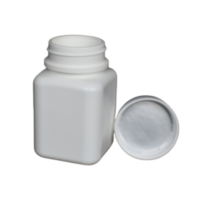 Flacon carré en plastique blanc HDPE de 140ML pour capsule de pilule de médecine orale solide avec bouchon à vis sécurisé et joint étanche