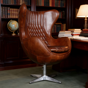 Godfather-Film Inspirierter Industrie-Leder-Drehsessel mit Edelstahl-Basis, Hoher Rückenlehne für Zuhause oder Büro - Product Image 3