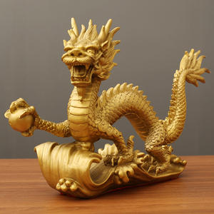 Artisanat en bronze Longteng Sihai Qinglong Hanlong, dragon du zodiaque en laiton, Feng Shui, sculpté, personnalisé, ornement pour la maison ou le bureau - Product Image 1