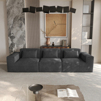 Canapé modulaire en forme de L noir moderne, compressé sous vide, en velours côtelé, pour salon, livraison directe depuis les États-Unis, VOXHOME