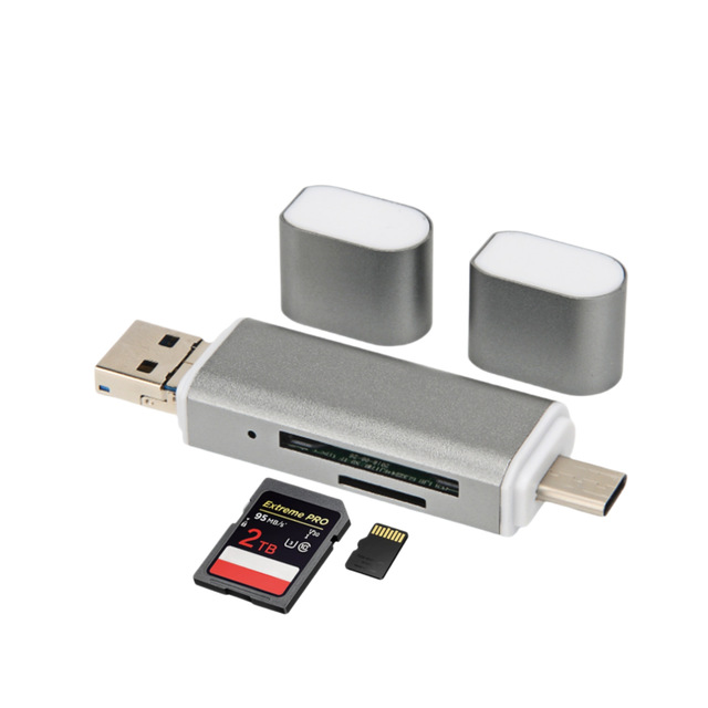 2 in 1 OTG Card Reader USB 2.0 Type C Dual Slot Memory Card Adapter Support SD TF Cards for Laptop Desktop Android Phone Tablet