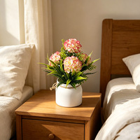 Plantes artificielles en pot d'hortensias, simulation de têtes de fleurs à 6 couches, mini décoration de bureau, plante en pot