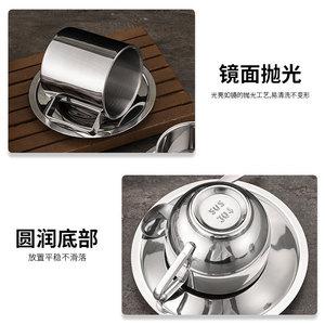 European Style 304 Stainless Steel Coffee Cup <b>Double</b> <b>Walled</b> Anti Scalding With Saucer Set For Tea And Coffee - Product Image 4