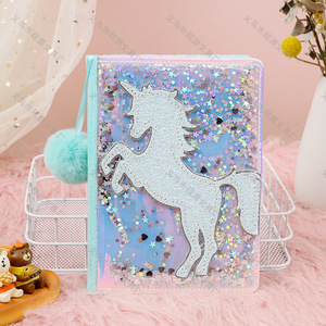 Soododo Cô Gái Dễ Thương Unicorn Lông Thiết Kế Từ Vải Bìa Máy Tính Xách Tay A5 Sổ Sổ Sổ Tay Nhanh Chóng Cát Long Lanh Giấc Mơ Loose-Leaf - Product Image 3