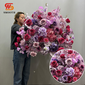 Arrangement de fleurs artificielles de luxe de pièce maîtresse violette de grandes fleurs artificielles lisses avec une bonne qualité - Product Image 1
