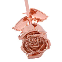 Rose dorée préservée faite à la main en gros, fleur plaquée or véritable naturel, feuille d'or 24 carats, cadeaux de rose préservée avec tige
