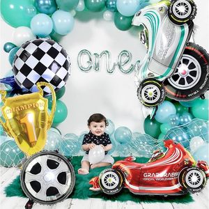 Nuevo Set de Globos de Aluminio con Temática de Carreras, Casco de Auto, Neumático, Rueda, Trofeo, Decoración para Fiesta de Cumpleaños de Niños al Aire Libre - Product Image 3