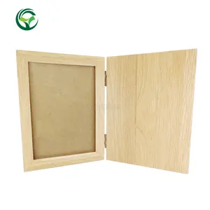 Custom Decoration Solid Beech Wood Photo Book Frame Memorial Oak Wood Book Frame Picture Foldable Cherished Photo Frame Book