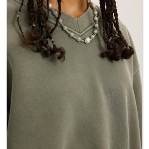 เสื้อฮู้ดผ้าเทอร์รี่แบบสวมหัวสำหรับผู้หญิงโอเวอร์ไซส์ทรงหลวมมีฮู้ดกำหนดได้เองสำหรับฤดูใบไม้ผลิ - Product Image 4