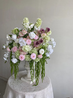 Grande boule de fleurs artificielle pour centre de table de mariage, en soie de haute qualité, blanche et verte, fleurs artificielles pour mariage.