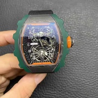 Reloj Mecánico de Lujo para Hombre RM21-02 con Tourbillon, Reloj Automático Multifuncional de 70 Horas de Autonomía, Elegante Caja de Fibra de Carbono