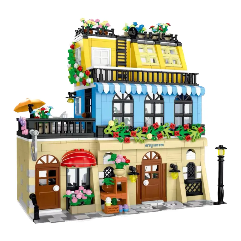 MORK 20115 City Hotel Doll Houses scena di Street Corner Street Toys Street View Series per blocchi Model Building Toys