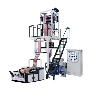 Automation Double Color Film Blowing Extrusion Machine 2 Colors Striped Blown Plastic PE Film Extruder Machine