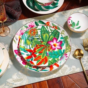 Juego de Comedor de Lujo, Decoración para el Hogar, Vajilla, Exquisita Cerámica, Porcelana Tropical con Diseño de Bosque Lluvioso, Juego de 4 Piezas en Caja de Regalo, Gran Venta - Product Image 3