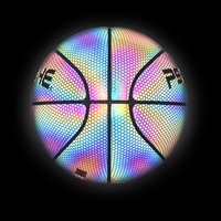 Ballon de basketball réfléchissant, holographique et lumineux, avec enveloppe en cuir et chambre à air en caoutchouc naturel, taille 7 pour adultes, idéal pour les matchs nocturnes