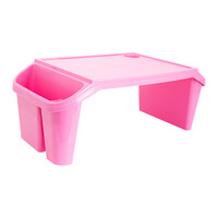 Table de lit portable pour écrire, manger, jouer, salle de classe, verte, plateau en plastique pour enfants, plateau pour ordinateur portable, table de petit-déjeuner avec poches latérales