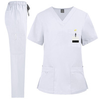 Conjuntos de Uniformes Médicos Ligeros de Poliéster con Cuello en V para Mujer, Verano 2026 (Uniforme de Enfermera)