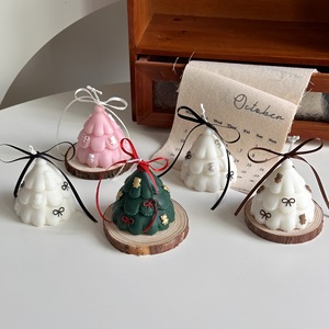 Lanjo Accesorios para Fotos, Velas Aromáticas de Cera de Soja con Diseño de Árbol de Navidad, Lazo Pintado a Mano y Osito de Peluche - Acción de Gracias, Cumpleaños - Product Image 2